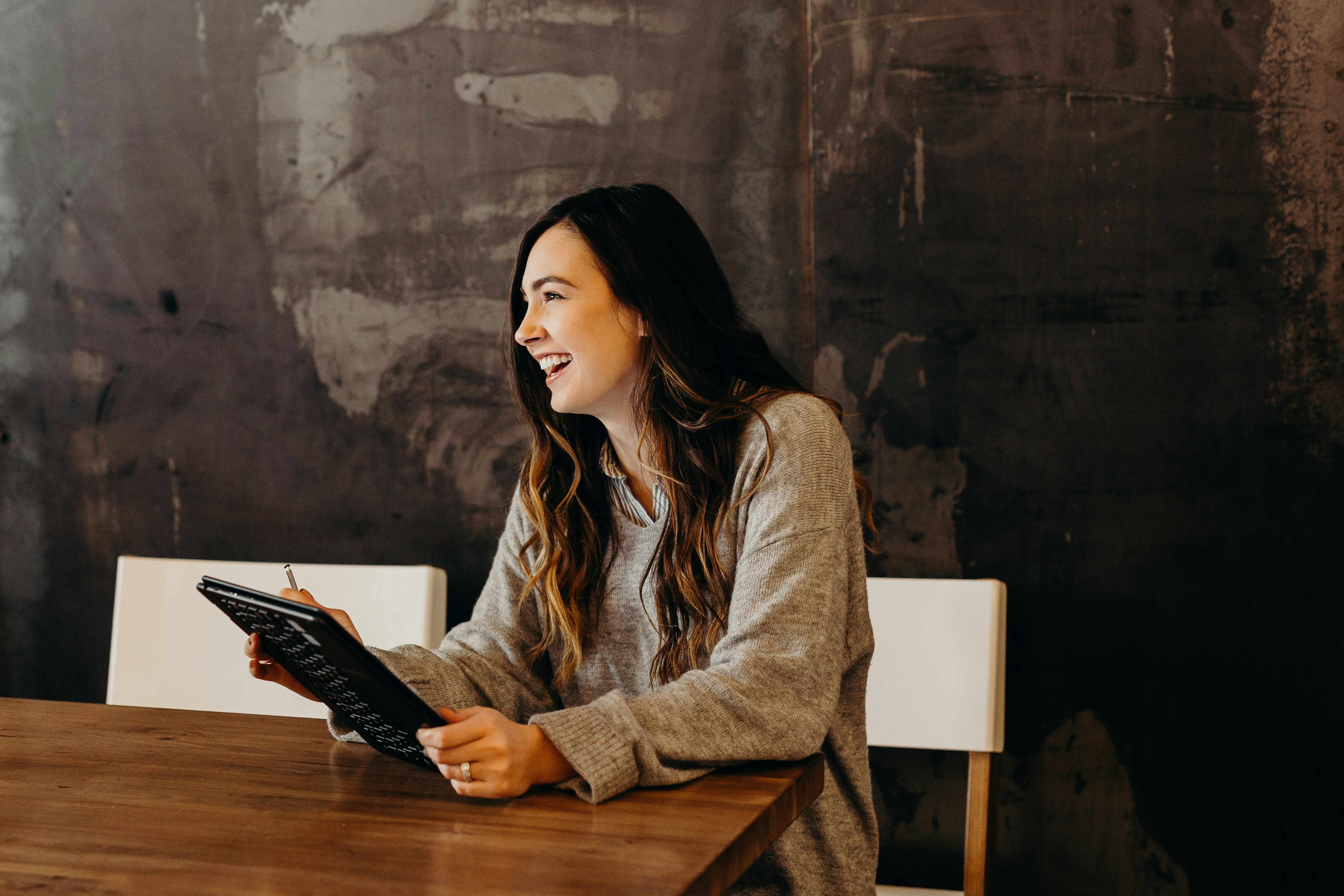 woman laughing