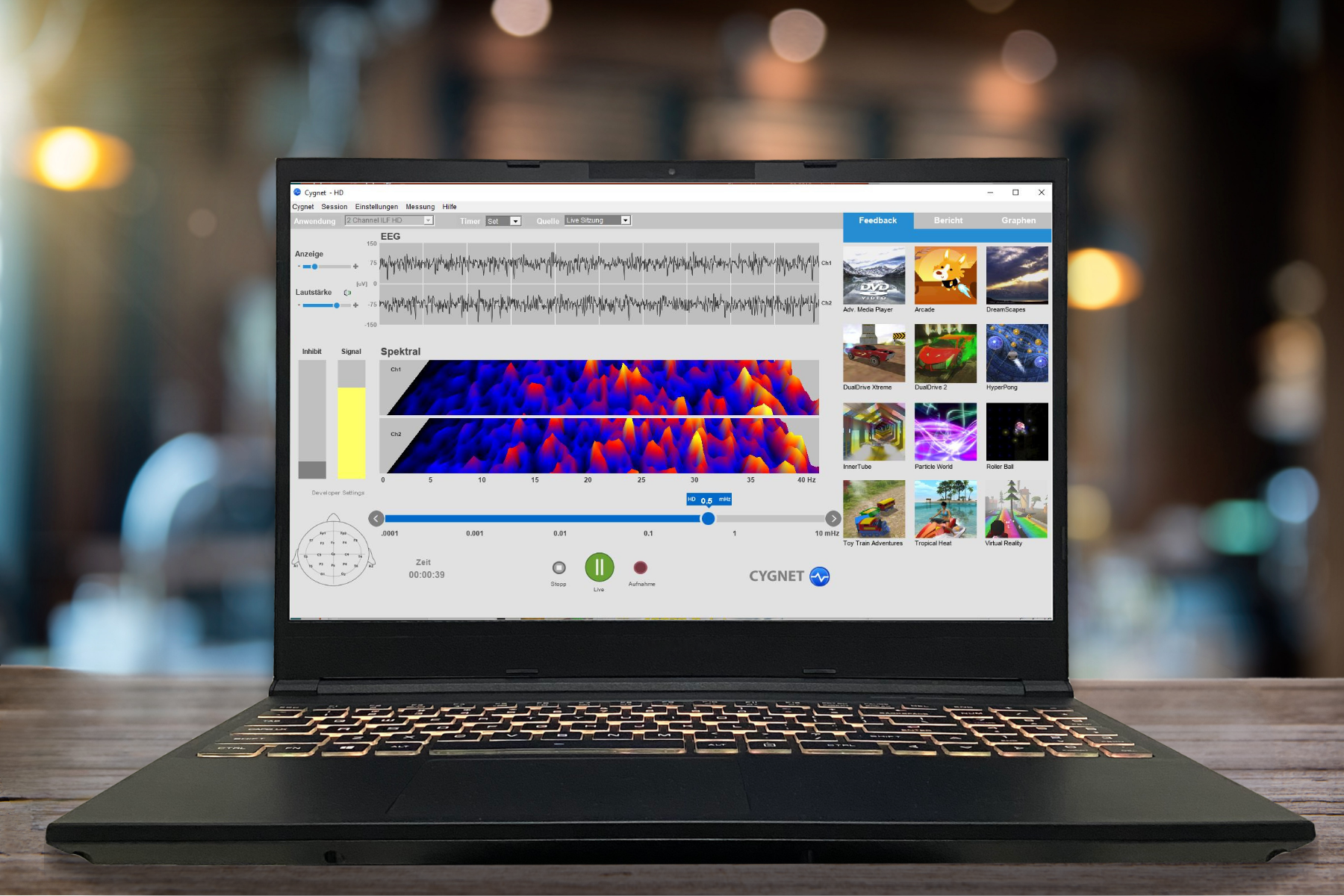 Laptop with Cygnet on screen